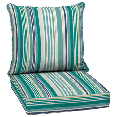 Green and white best sale striped outdoor chair cushions